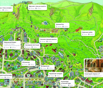 Санаторий «Орион» Кисловодск — карта расположения